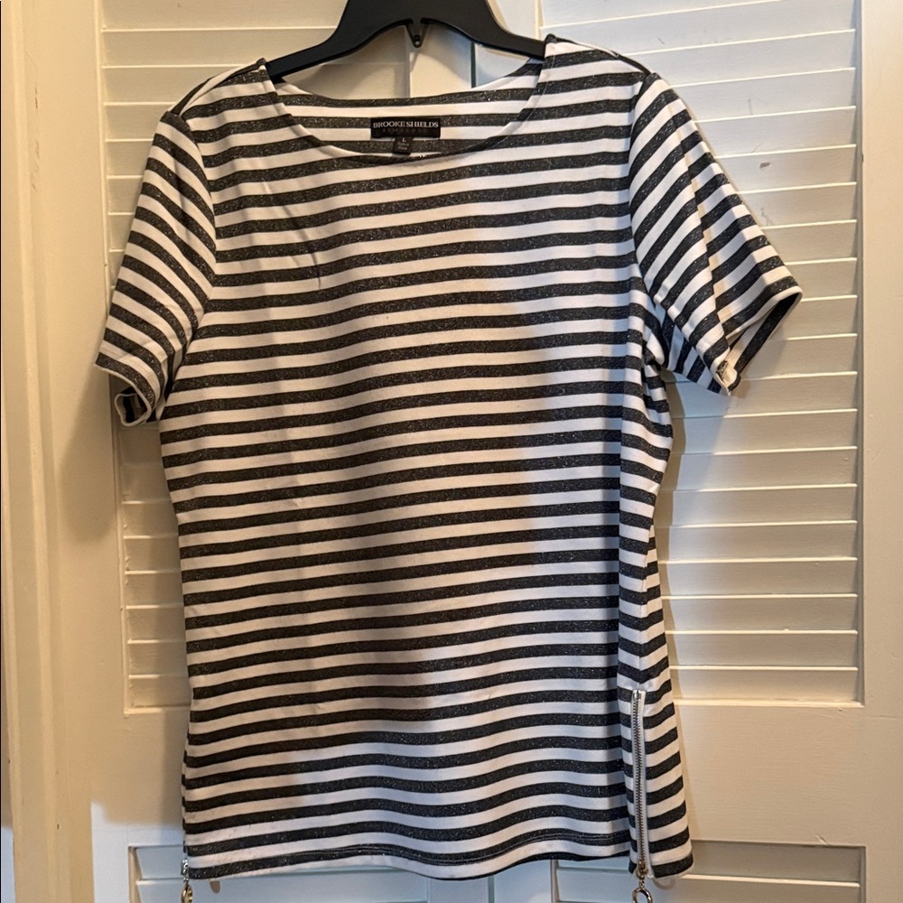 Monochrome Striped Short Sleeve Top